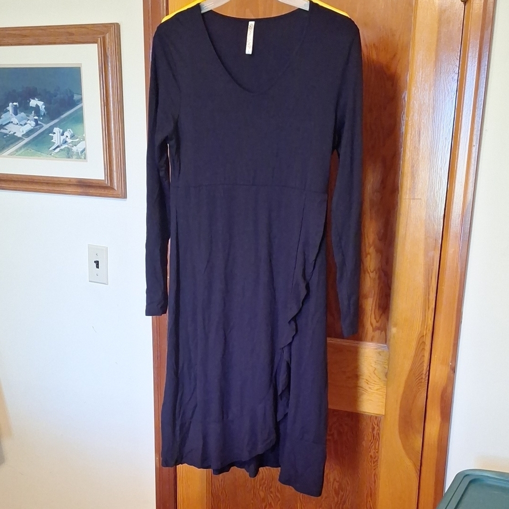 Black Asymmetrical Ruffled Sheath Dress